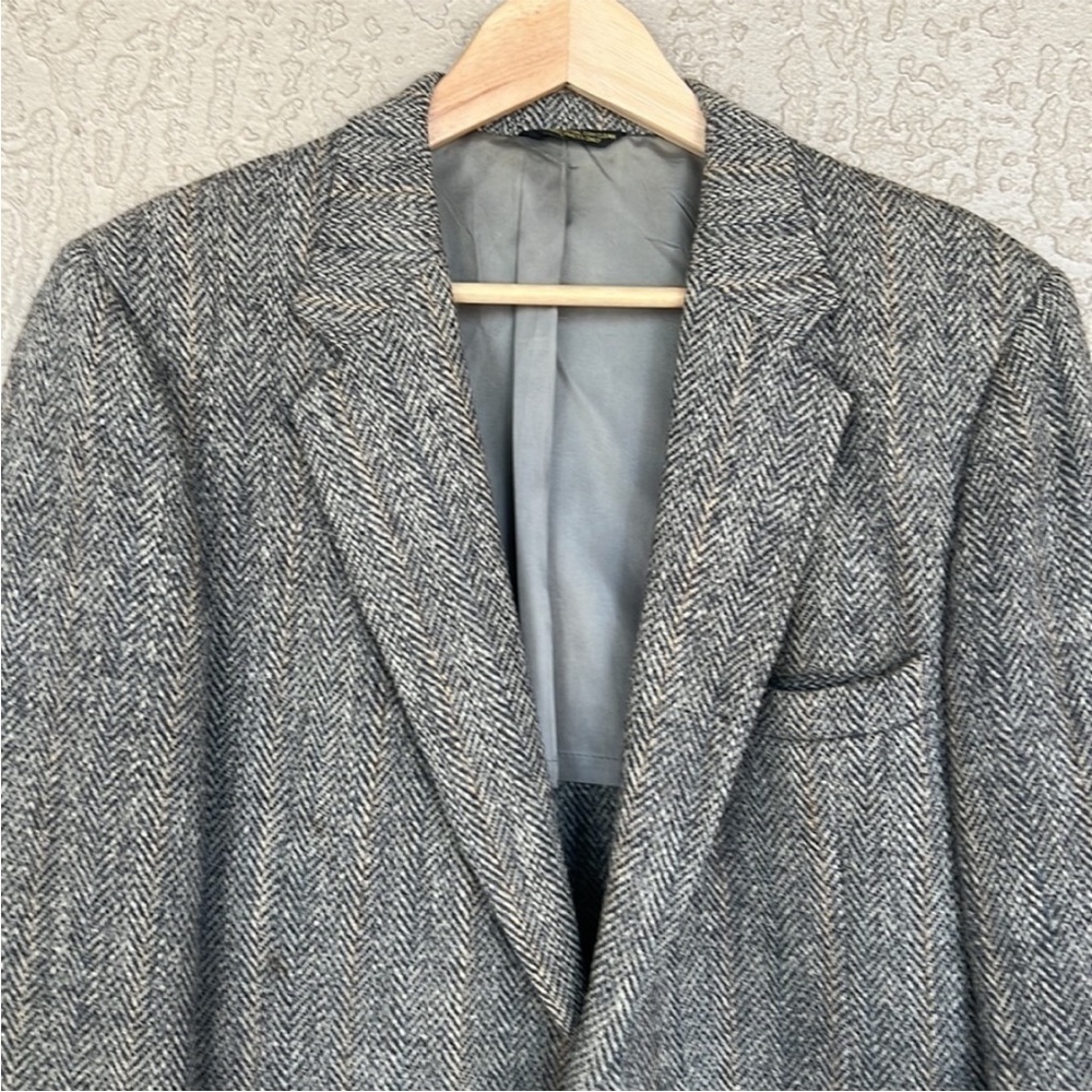 Vintage Harris Tweed Stafford Herringbone Wool Blazer Sports Coat Jacket - Picture 3 of 14